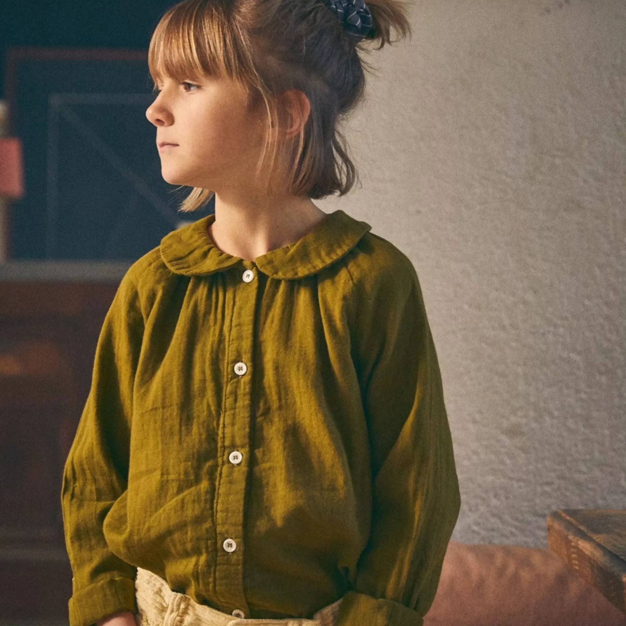 Enfant Poudre Organic Blouses & Chemises | Blouses & Chemises | BLOUSE FLEUR Fir Green