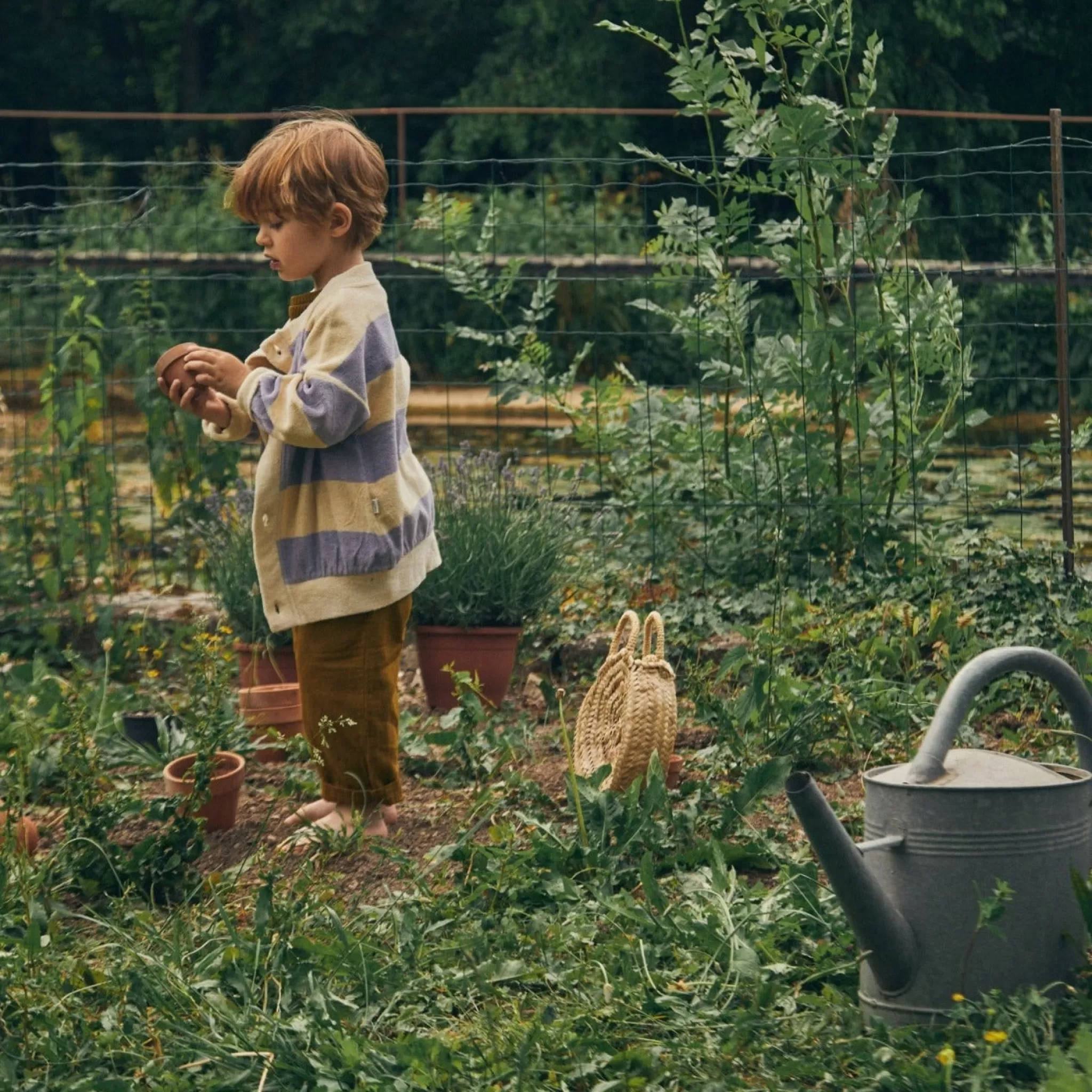 Enfant Poudre Organic Cardigans | CARDIGAN BRUNELLE ÉPONGE Rayures Lavender