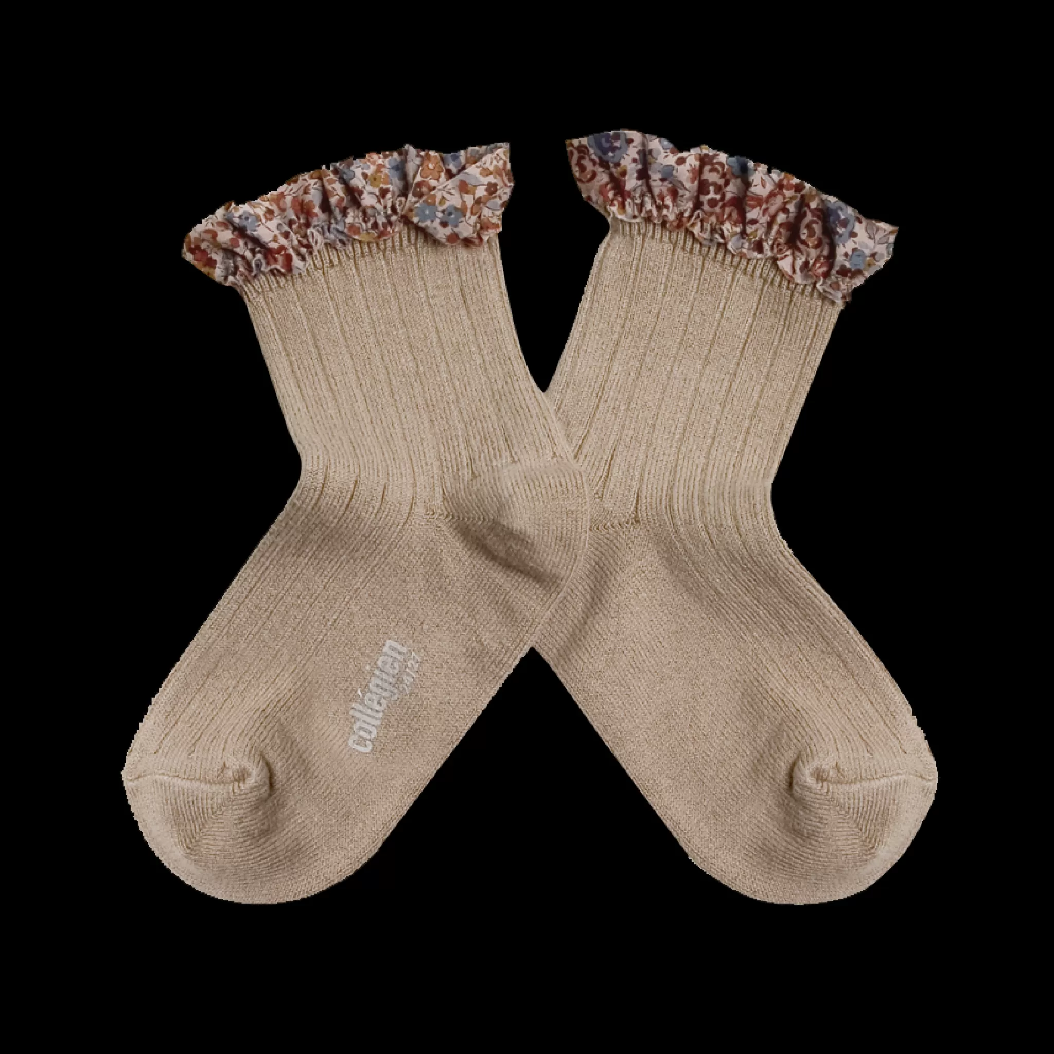 Enfant Poudre Organic Chaussettes & Collants | Chaussettes & Collants | CHAUSSETTES CHARLOTTE À DENTELLES LIBERTY Petite Taupe