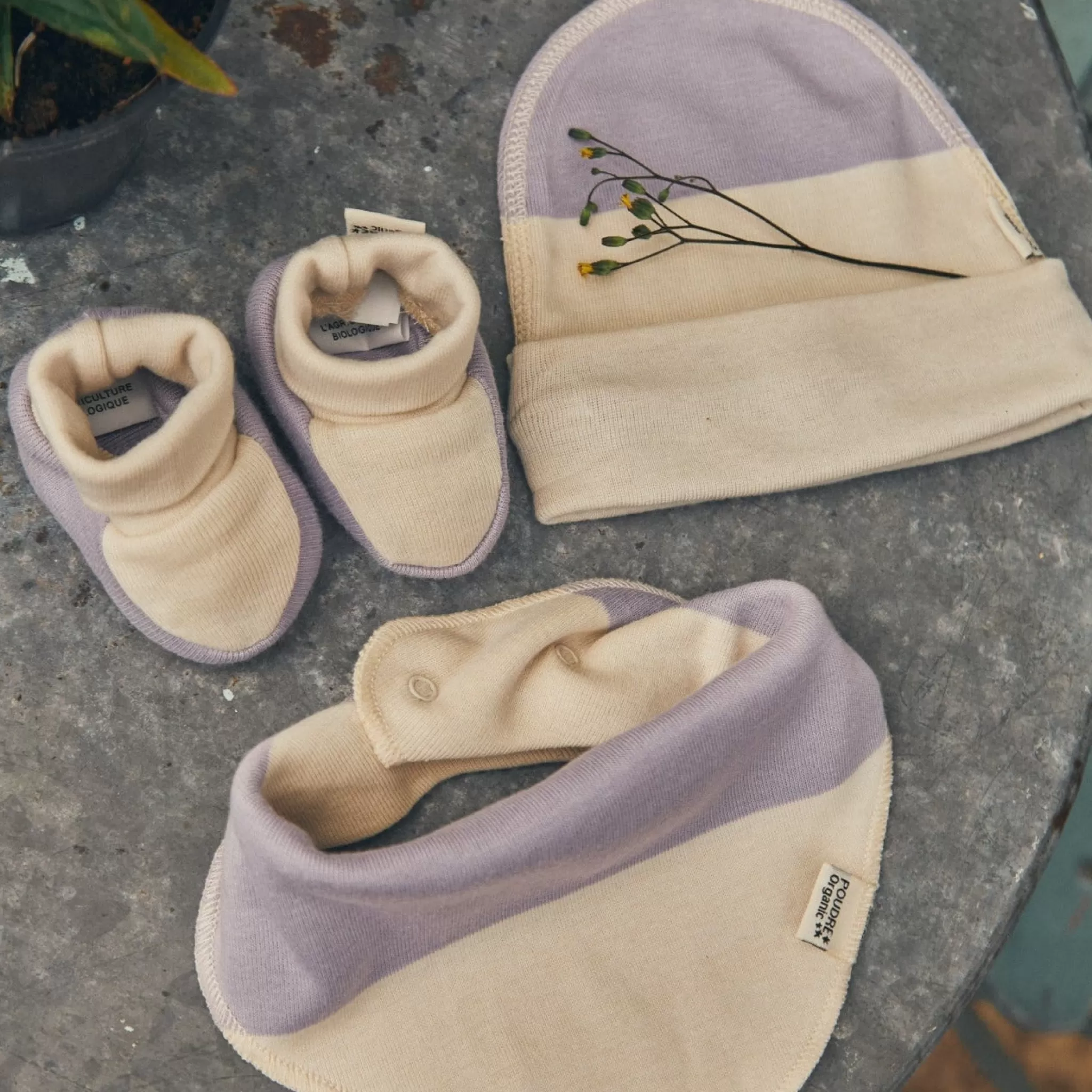 Poudre Organic Chaussons | CHAUSSONS WAKAME Rayures Lavender