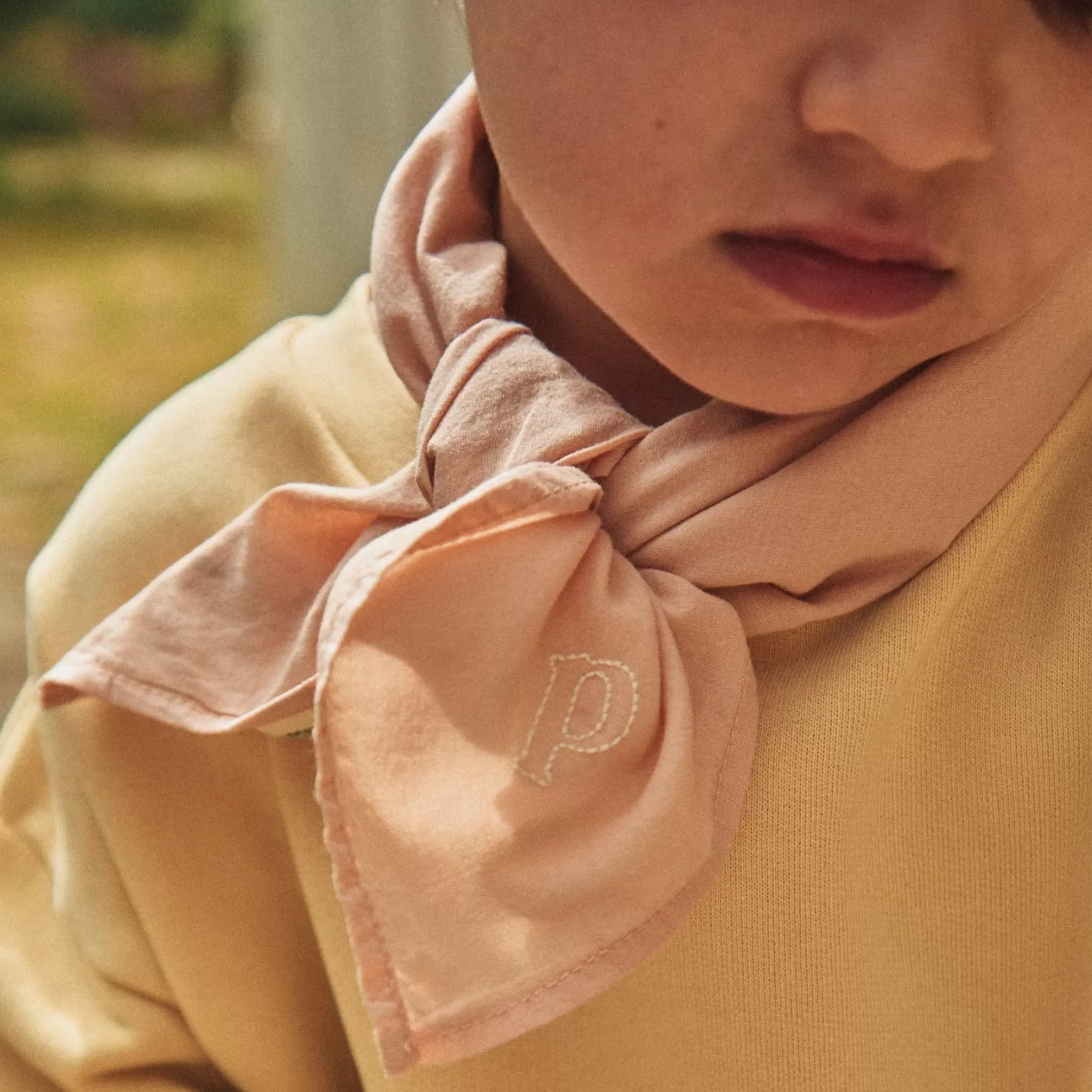 Enfant Poudre Organic Foulards | Foulards | FOULARD TOURNESOL BRODÉ Toasted Almond