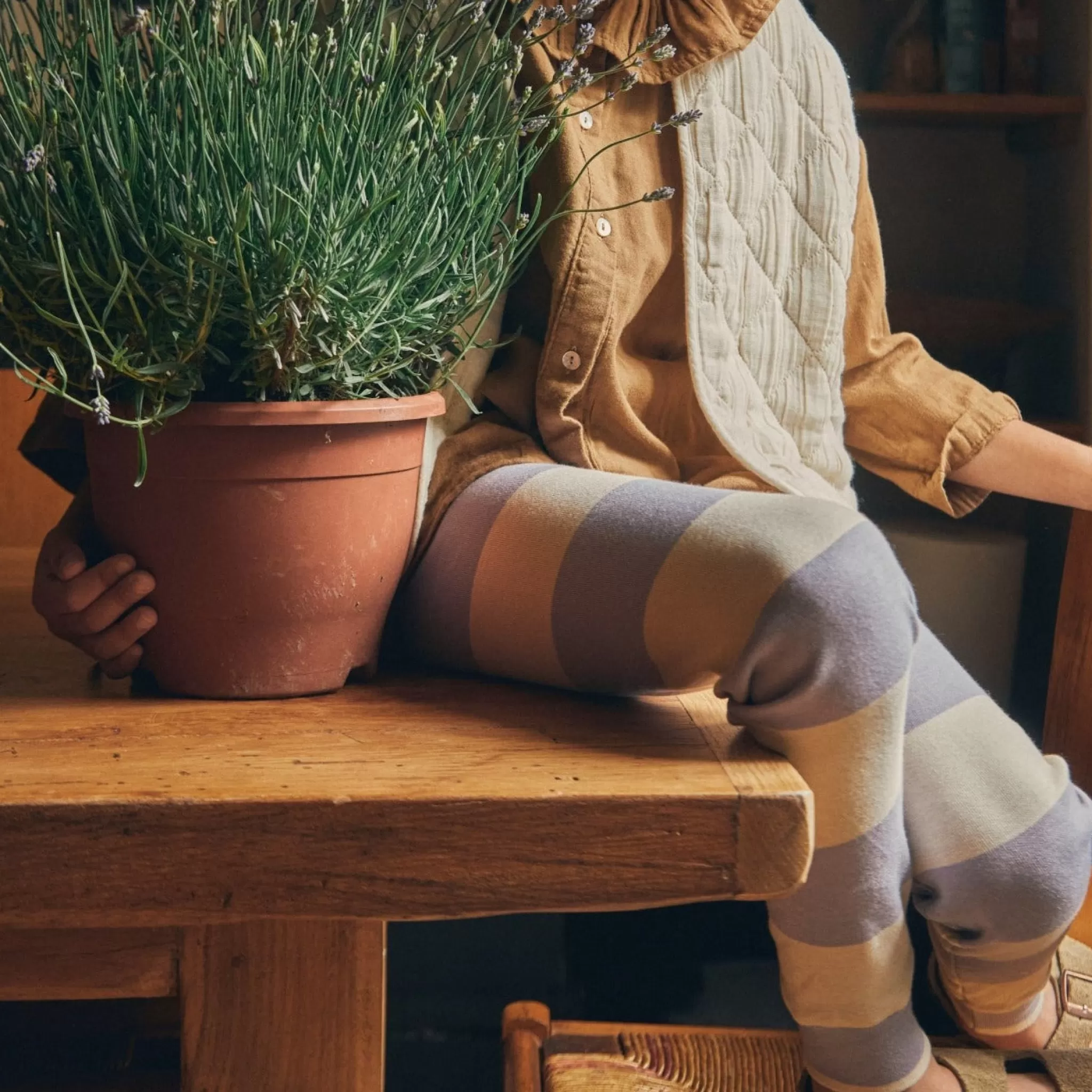 Enfant Poudre Organic Leggings & Pantalons | Leggings & Pantalons | LEGGINGS BASILIC Rayures Lavender