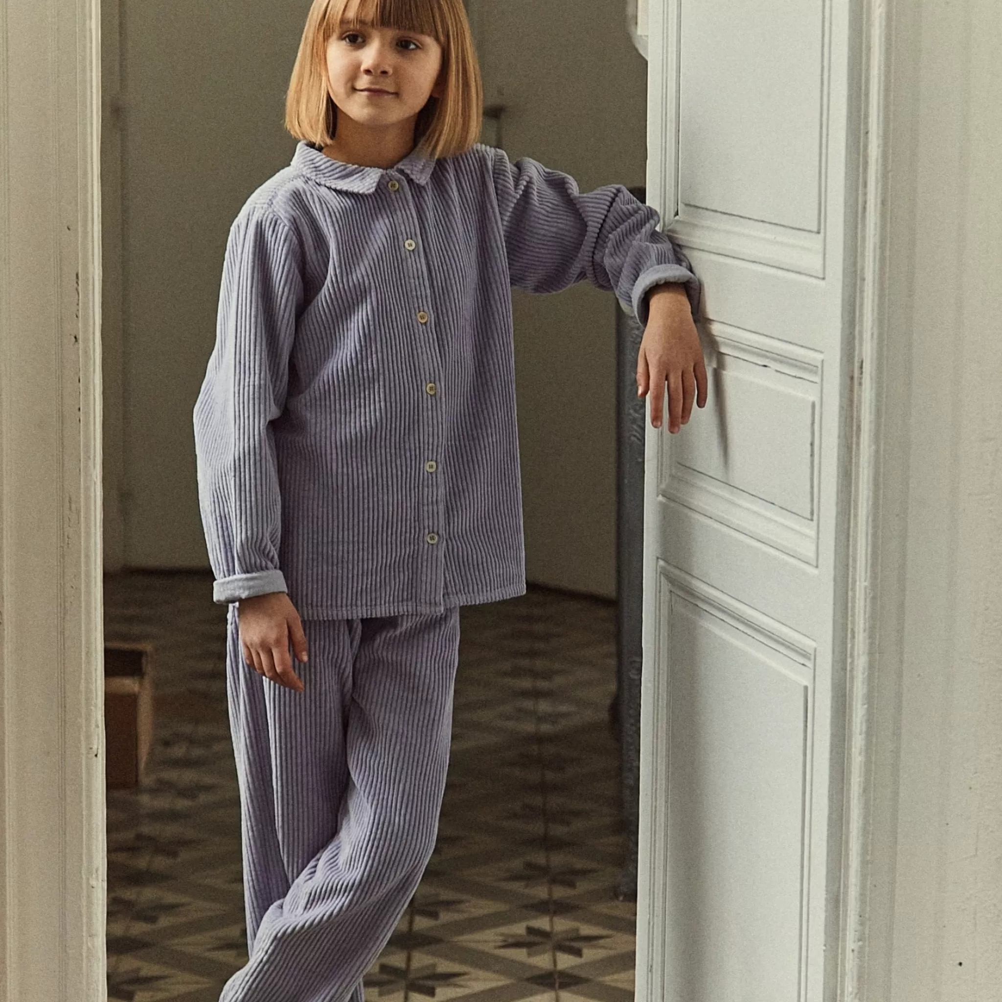 Enfant Poudre Organic Leggings & Pantalons | PANTALON CAROTTE VELOURS CÔTELÉ Lavender Aura