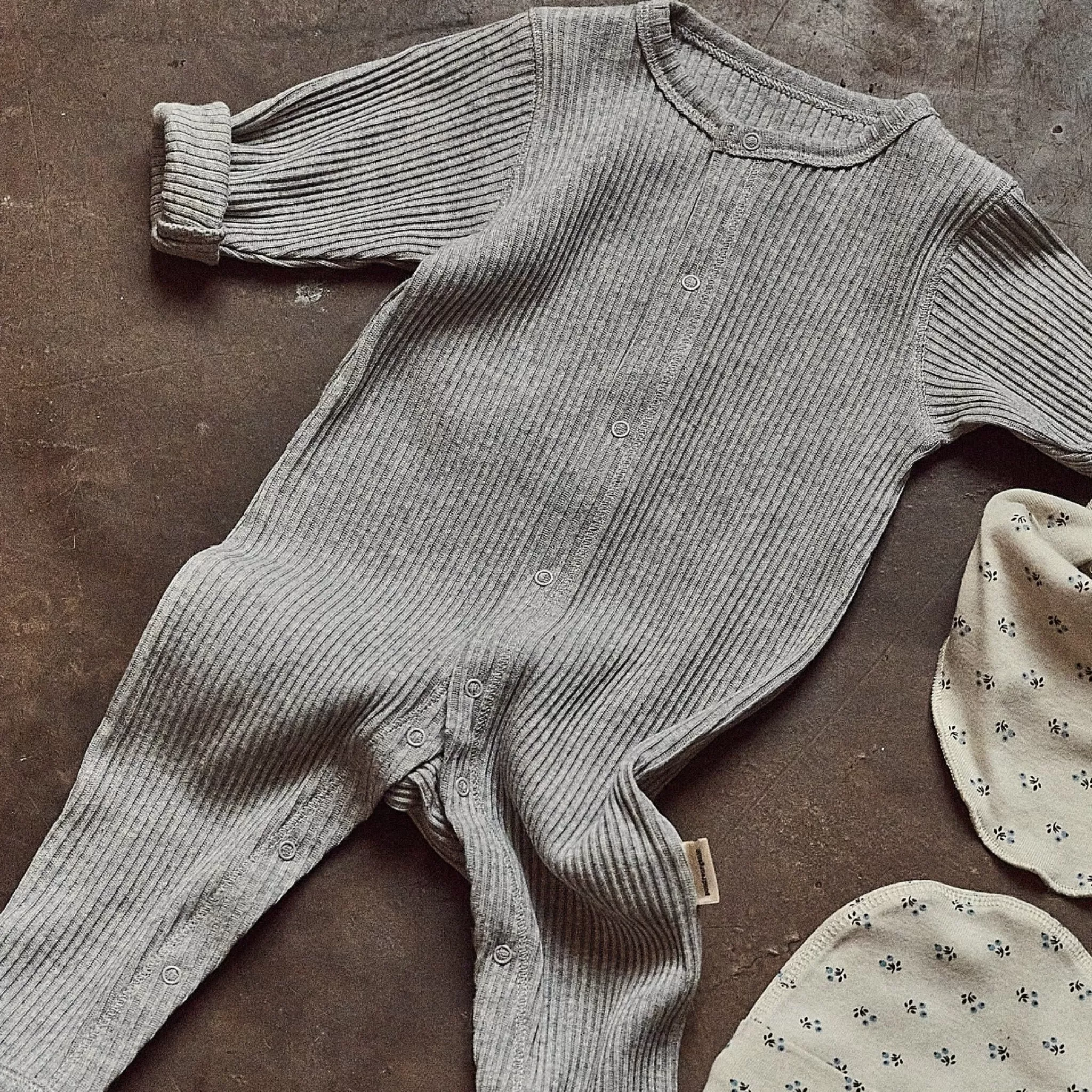 Poudre Organic Pyjamas | PYJAMA AIRELLE CÔTELÉ Gris Clair Chiné