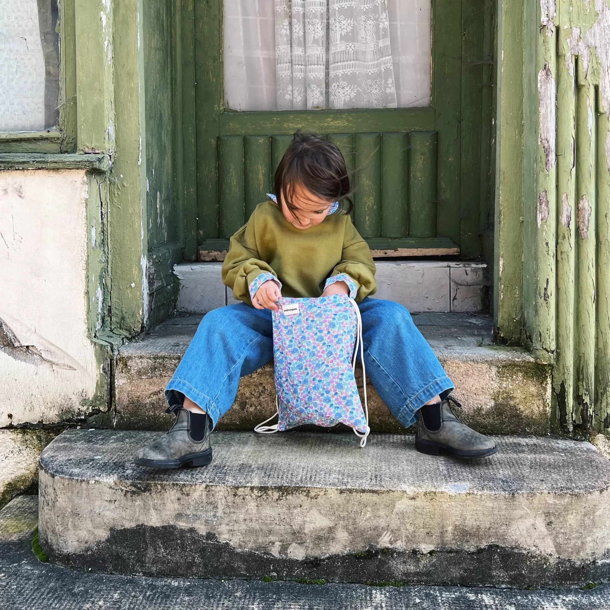 Enfant Poudre Organic Sacs | SAC CAROUBE Flowery Blue